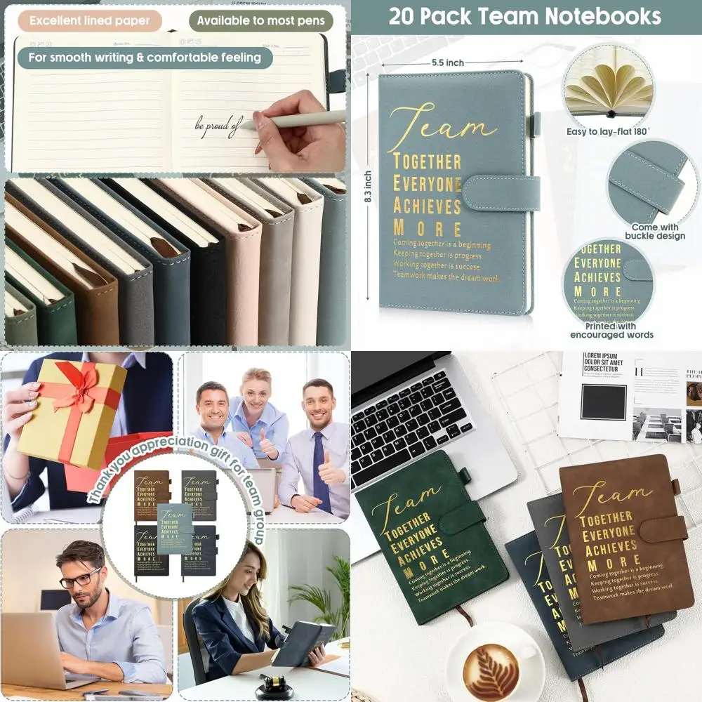 

20-Piece Set of A5 Leather Notebooks: Premium Work Journals for Team Appreciation, Teachers, and Volunteers