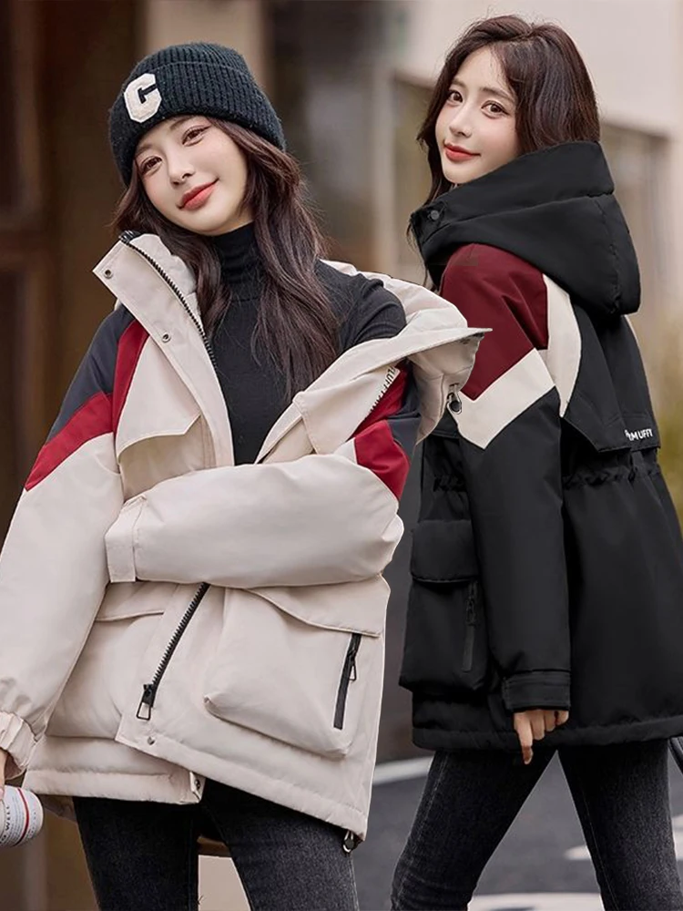 

Women's Thiened down Cotton Jaet Parka Workwear Winter Outerwear Breathable Long Sve Zipper Closure Mid-Length Coat