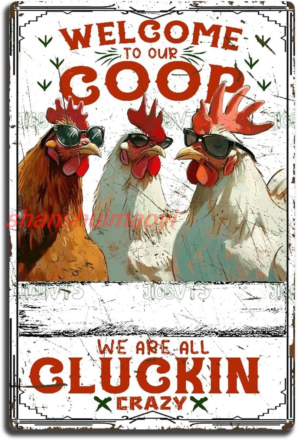 Aluminum Sign Metal Tin Retro Sign Welcome To Our Coop We Are All Cluckin Crazy Funny Chicken Vintage Tin Sign Chicken Coop Retr