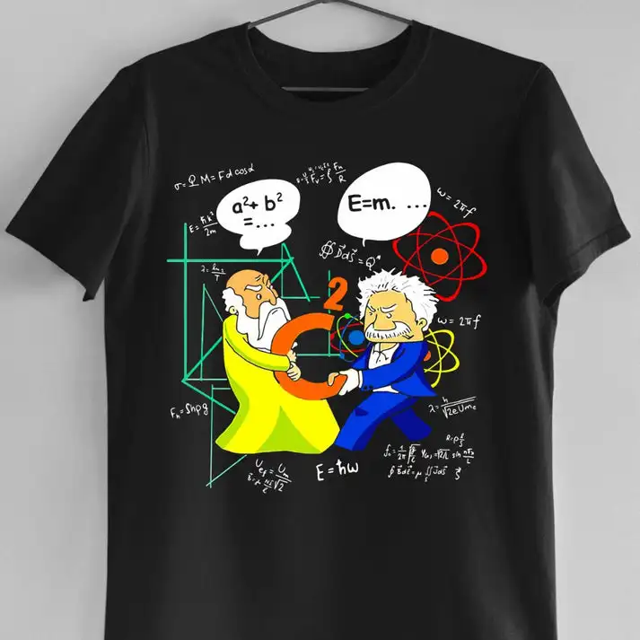 The Fight for C Square (Pythagoras Vs Einstein) Unisex T-Shirt Unisex Short-sleeved Street  Casual Fashion Tops Clothing
