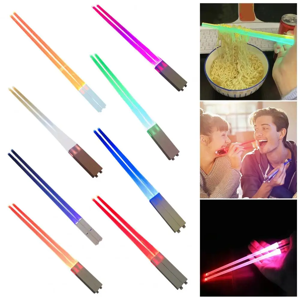 2Pcs LED Lightsaber Chopsticks with LR41 Batteries Luminous Chopsticks Light Up Fun Glowing Chopsticks for Sushi Noodles