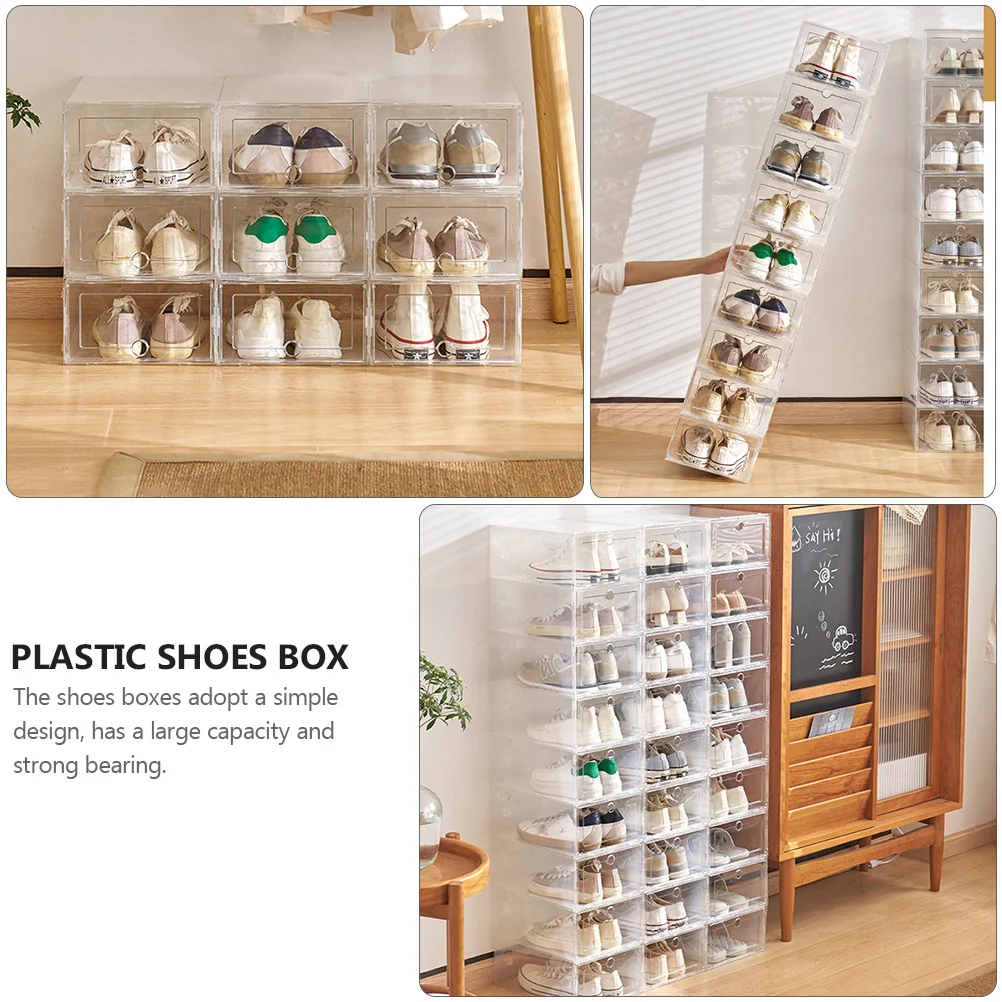 

6 Pcs Transparent Shoe Box Shoes Storage Case Organizer Simple Creative Plastic Container