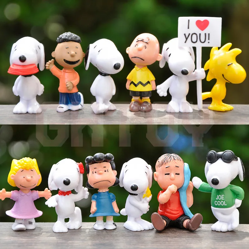 

Peanuts Friends Mini Figure Doll Cartoon Boy Girl Cake Topper Creative Desktop Ornament Cute Anime Collectible Toy Birthday Gift