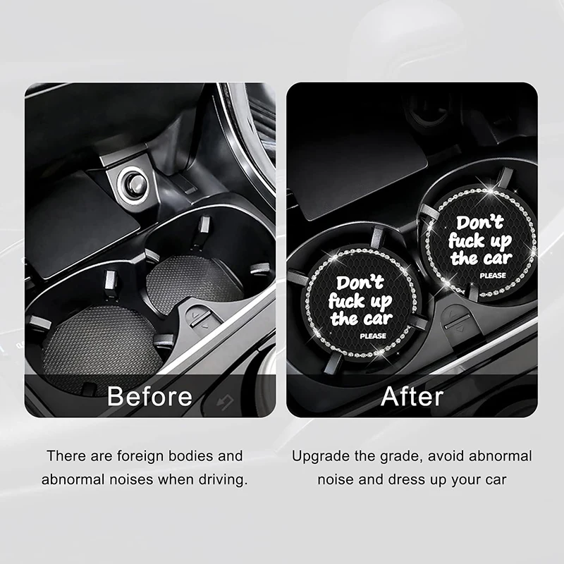 Bling Car Cup Holder Insert Coasters Universal Bling Crystal Vehicle Coasters Car Interior Accessories Anti-Slip Auto Cup Mats