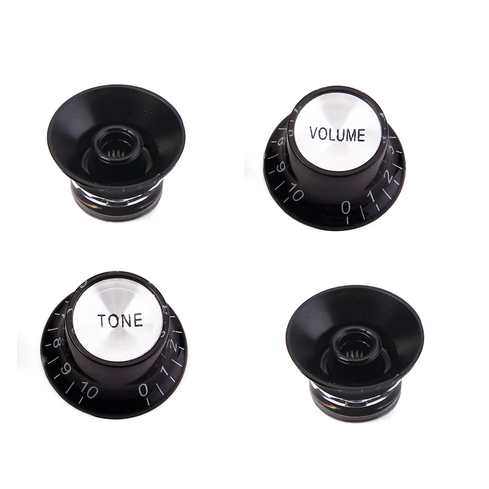 

2 Pcs Electric Guitar Knob Parts Potentiometer Volume Tone Control Knobs Cap Black for