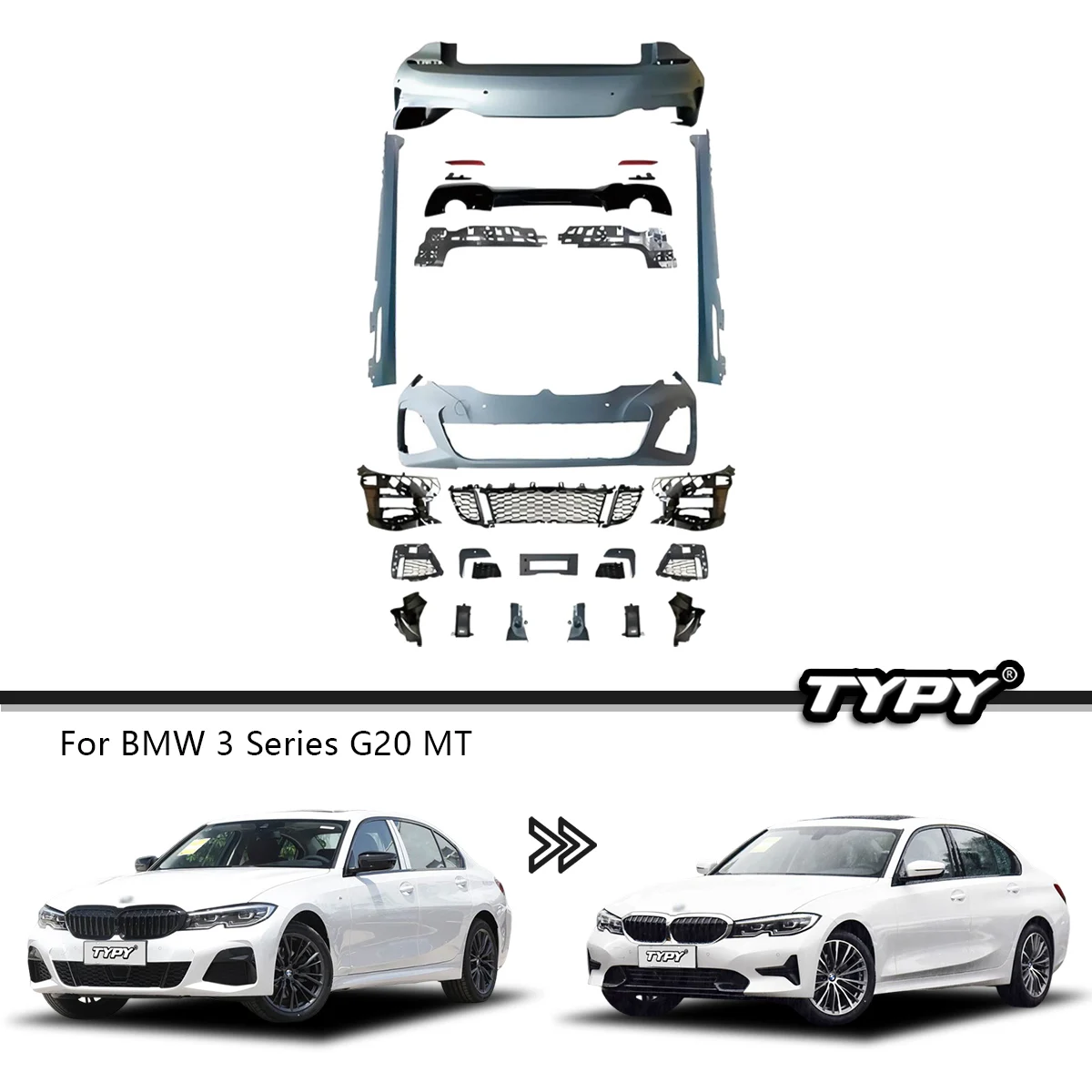 

TYPY New Design Body Kit For BMW 3 Series G20 2020-2023 Upgrade to M-Tech Style Body Kit Front Bumper with Grille Assembly