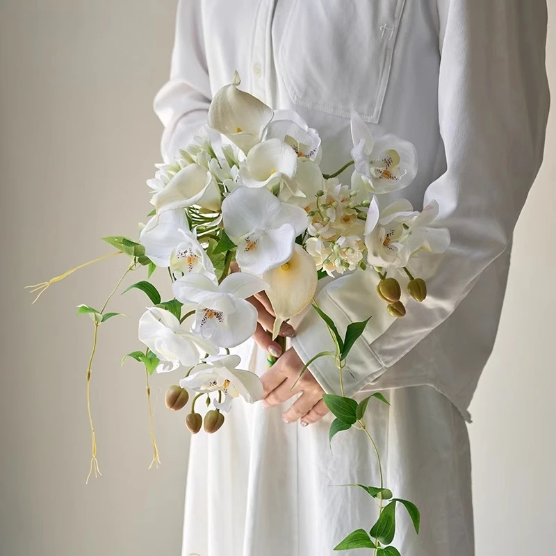 

Mori series simple high-end sense realistic certificate hand bouquet wedding bride decoration bridesmaid bouquet