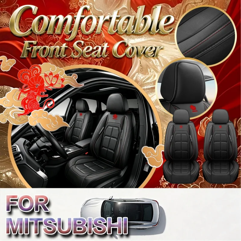 High-End Car Seat Covers For The Two Front Seats For Mitsubishi Durable And Easy To Clean, With A Rear Storage Bag