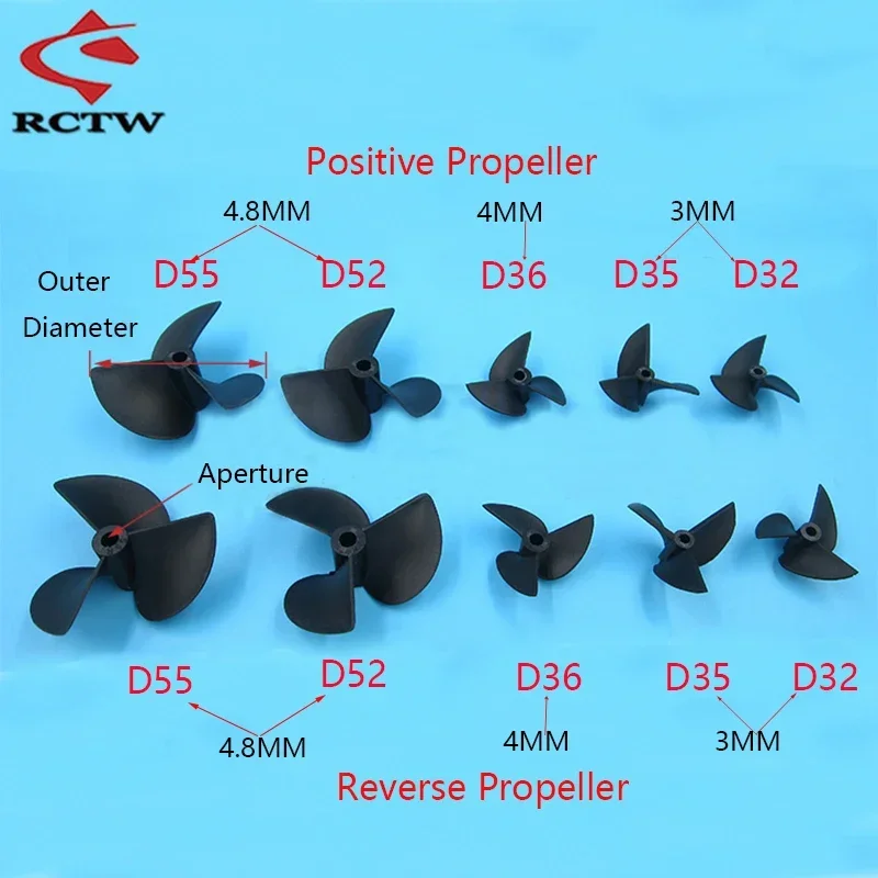 Rc Marine 3-Blades Nylon Propeller for 3mm/4mm/4.8mm Shaft Rc Boat 3 Blade Plastic Paddles