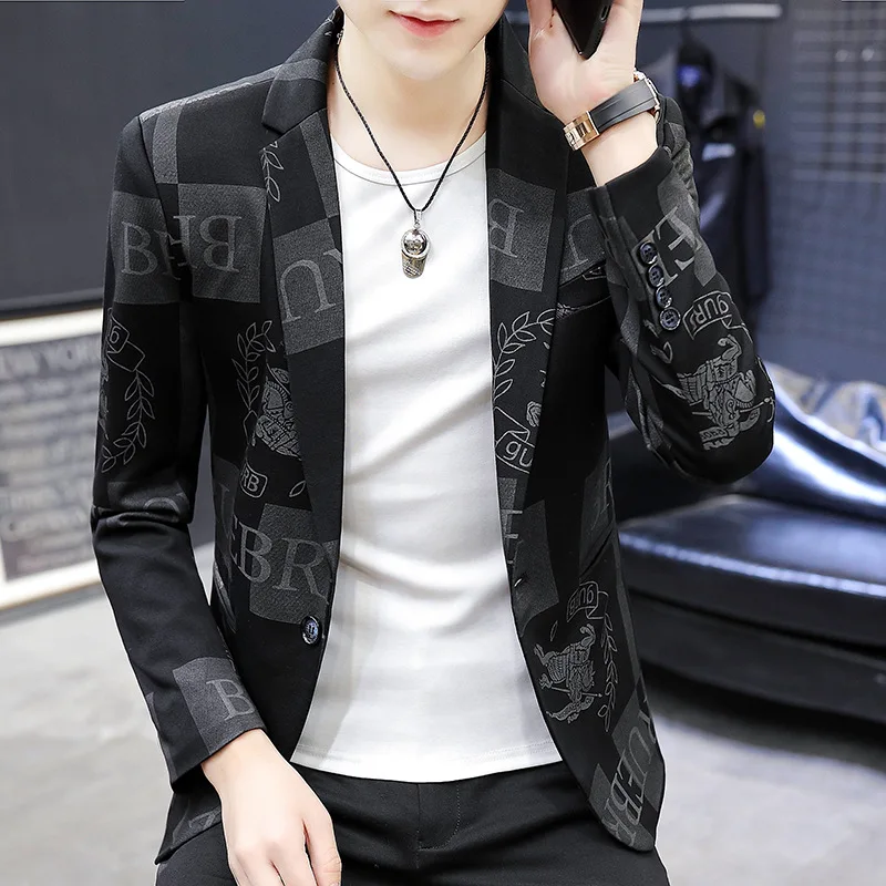 2023 5XL New Brand Clothing Men Fashion Suit Party Coat Casual Slim Fit Jackets Buttons Suit Letter Print Painting Blazers Male