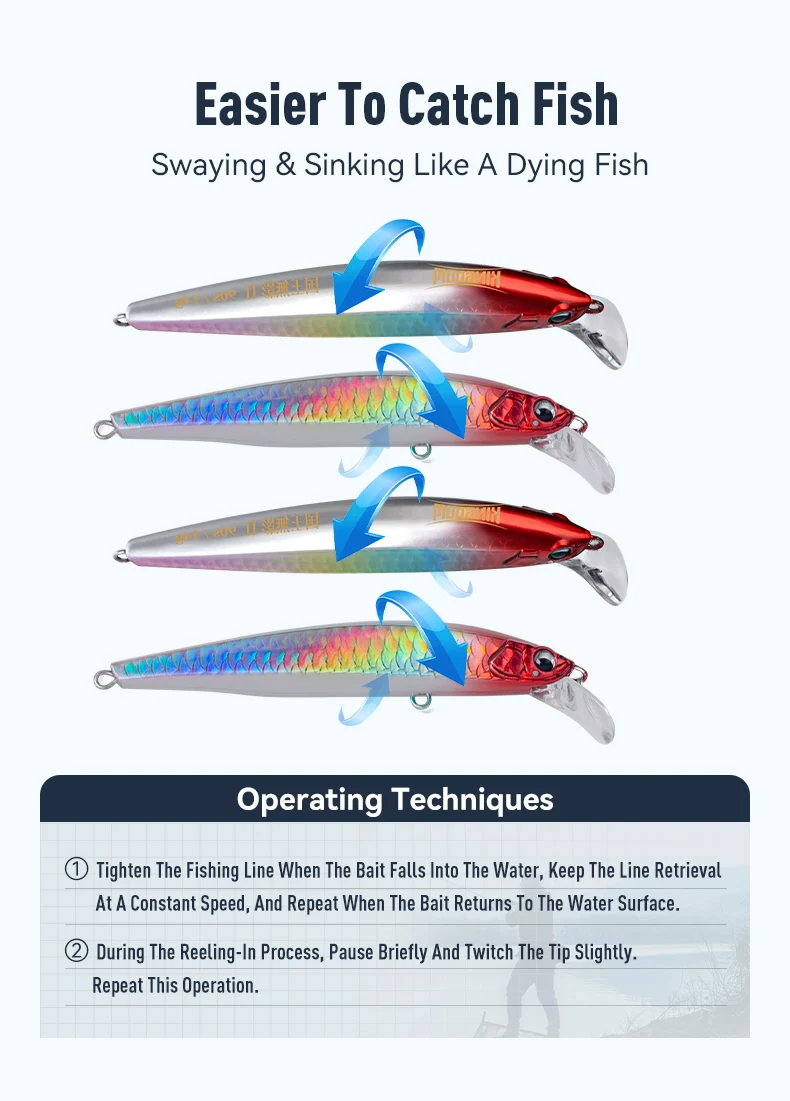 Kingdom Sinking Minnow Angelköder 70 mm 90 mm 110 mm Long Casting Jerkbaits Wobbler Künstlicher harter Köder Angelgerät-Köder – Detail 10