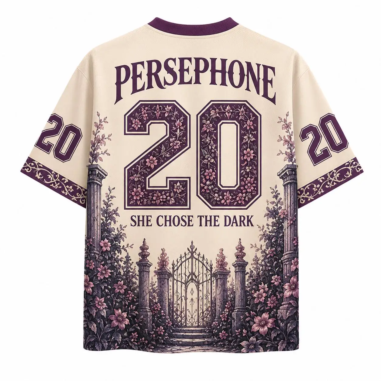 2026 Summer Fashion Dark Gothic Underworld Queen Persephone 3D Printed Loose Street Punk Outdoor Leisure V-neck T-shirt Large