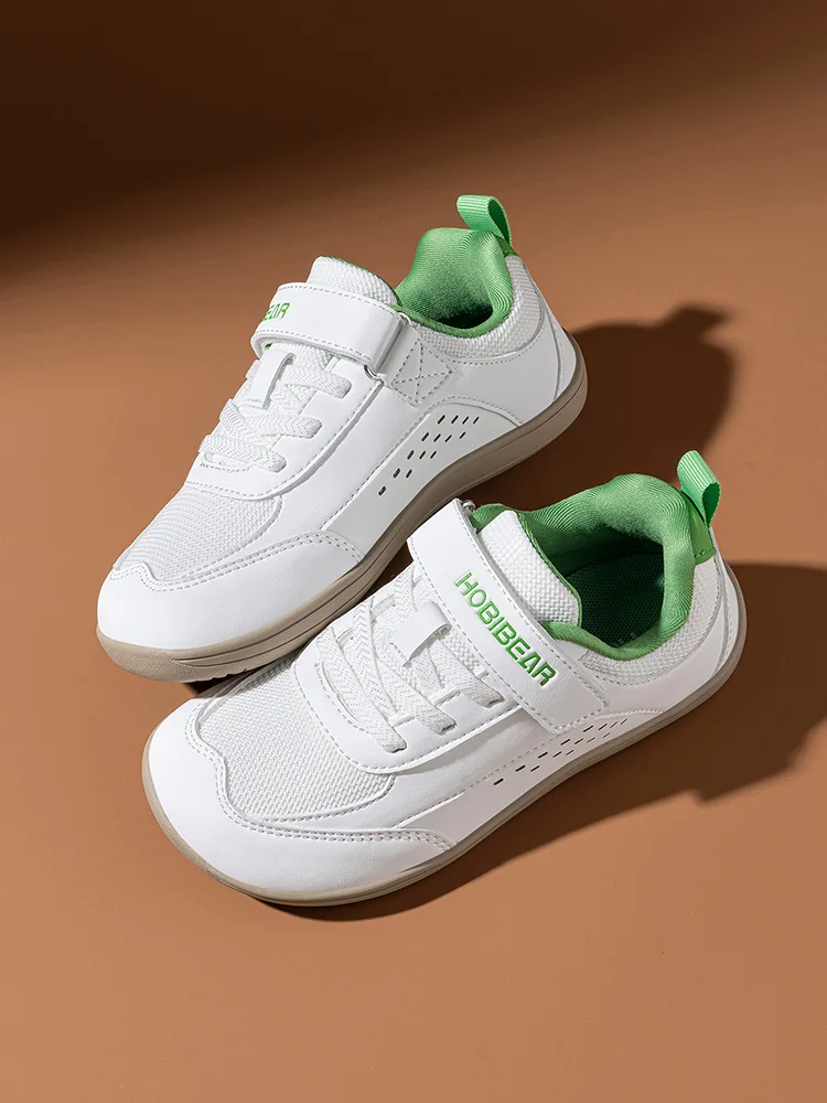 HOBIBEAR Kinder-Schuhe mit breiter Zehenpartie, großes Kind, Barfuß-Hakenschlaufe, minimalistische Turnschuhe, Kunstleder-Mesh-Schuhe – Detail 7