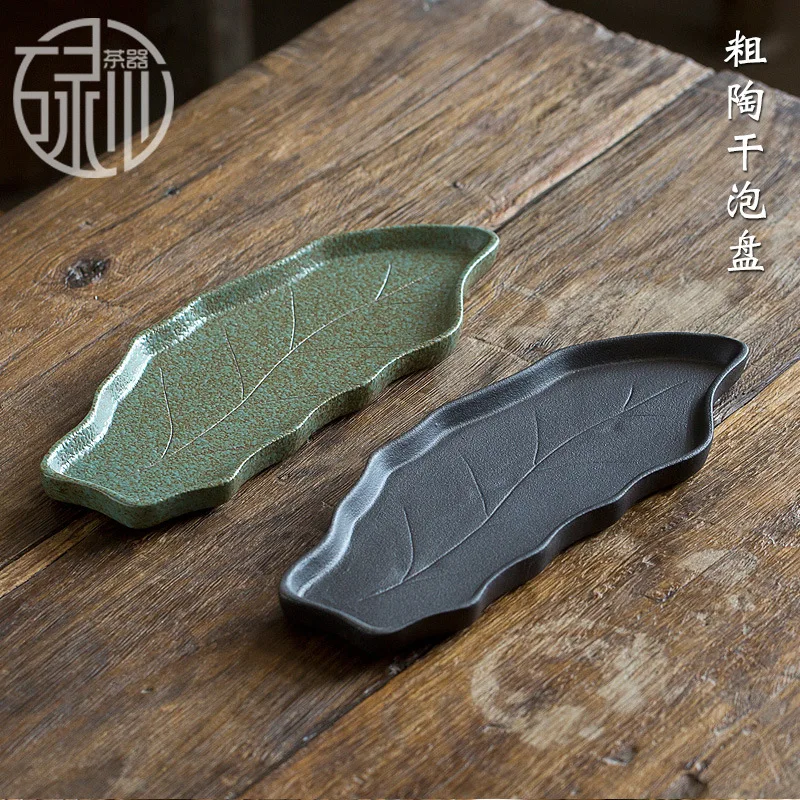 

Грубая керамика ручной работы, поднос для сухого чая, винтажный керамический чайный столик, креативный поднос, небольшой сервировочный поднос