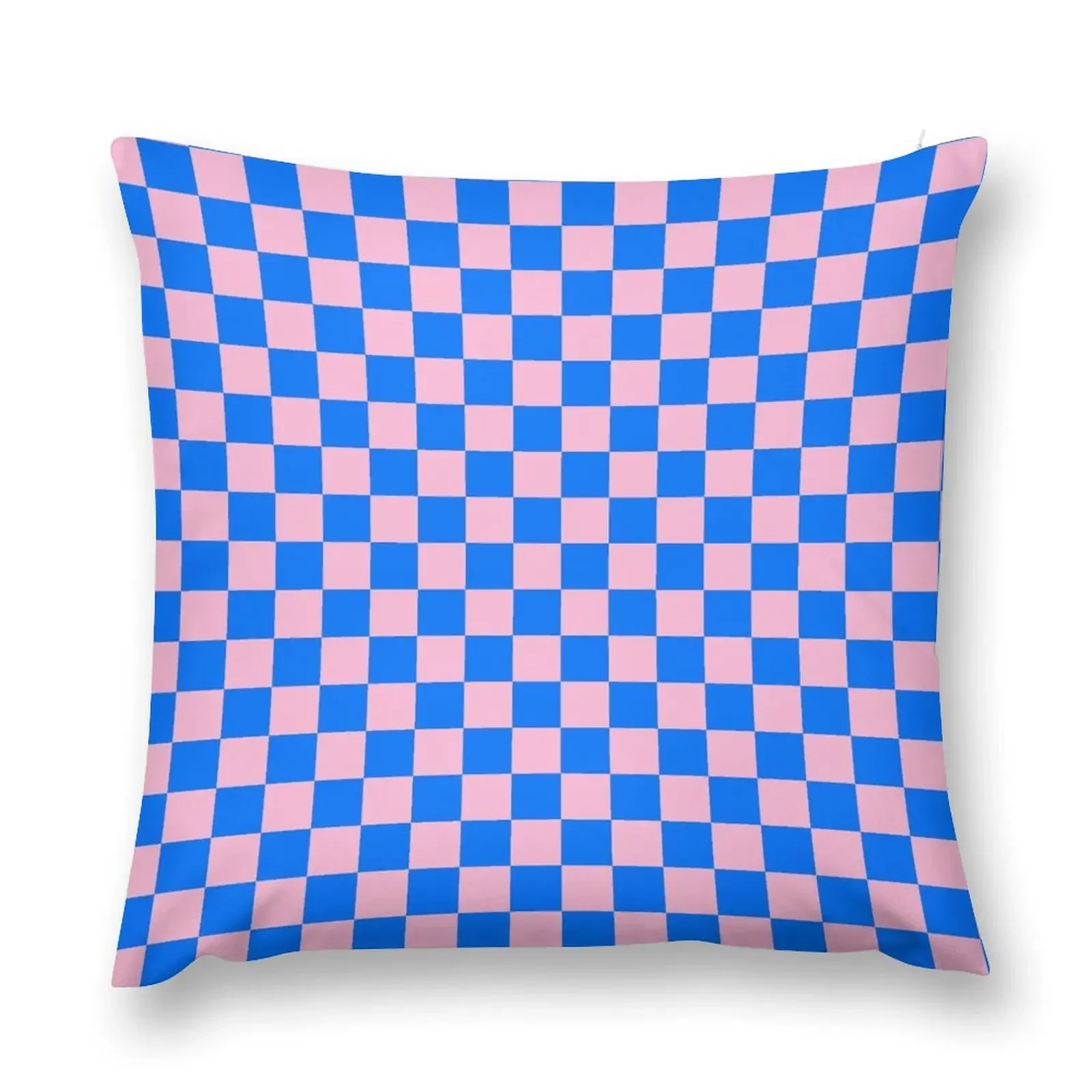 Cotton Candy Pink and Brandeis Blue Checkerboard Throw Pillow Pillowcase Cushion luxury decor pillow