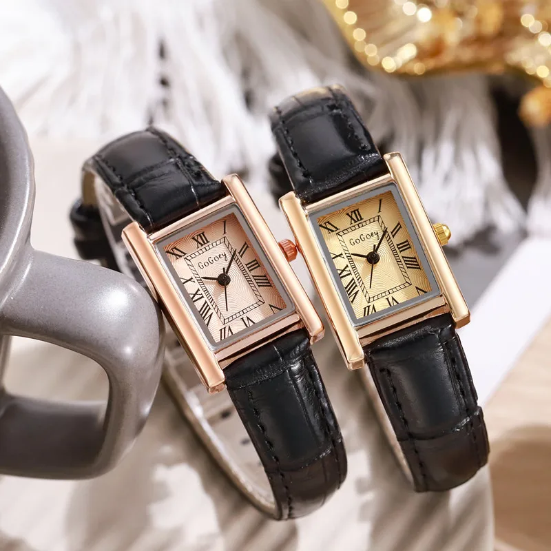 Vintage Women's Watch with Small Rectangular Belt and Women's Quartz Watch