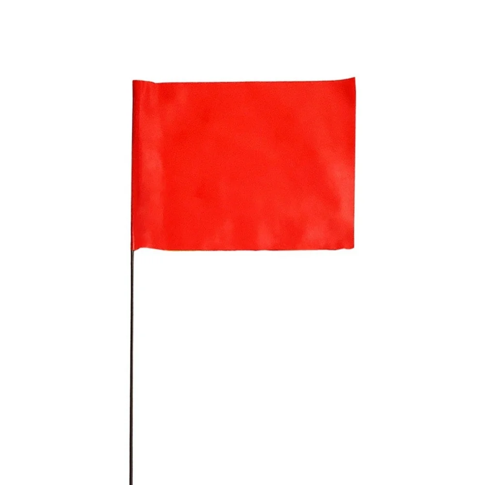 100pcs For Outdoor Landmark Flags Red Blue PVC with 38cm Stainless Steel Poles for Construction and Utility Marking