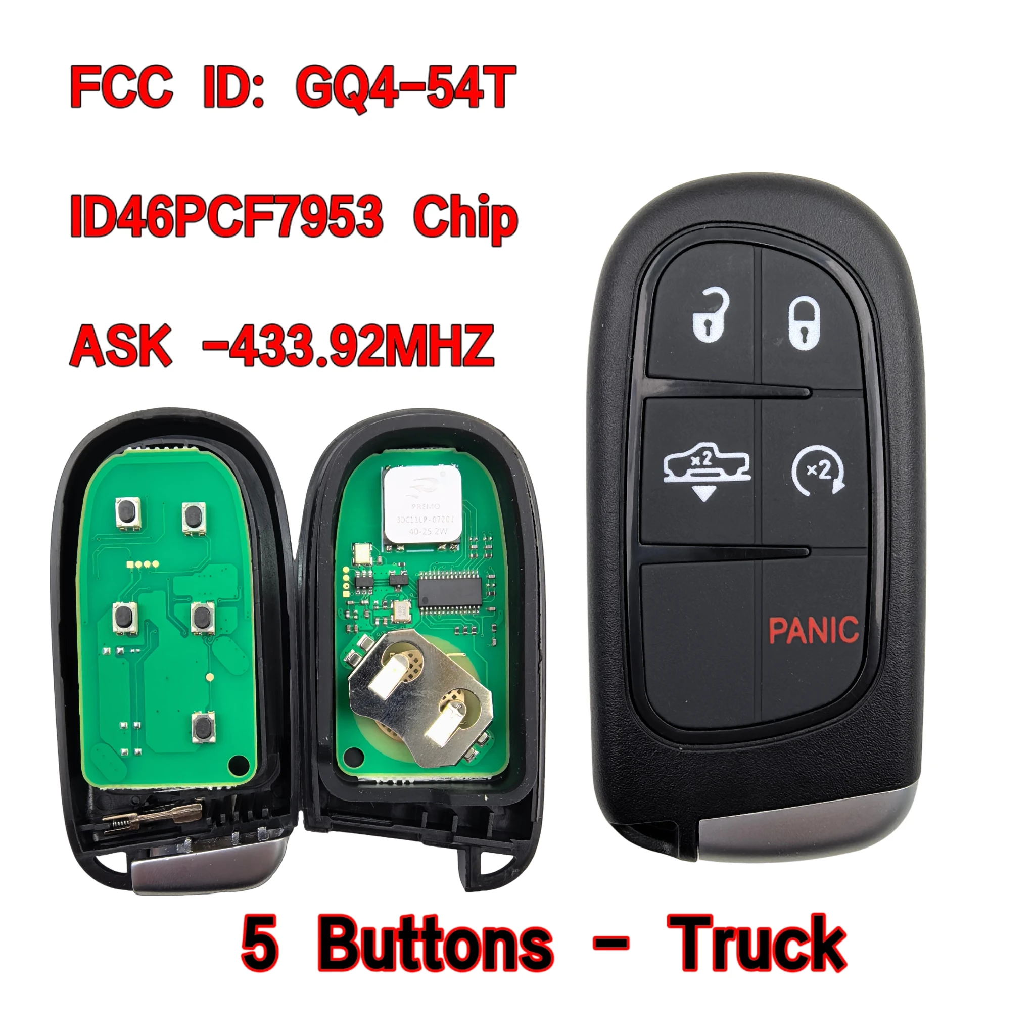 GQ4-54T ID46Chip 433Mhz 2/3/4/5BT Fernbedienung LKW-Auto-Schlüssel/PCB für Dodge für RAM 1500 2500 3500 2014 2015 2016 2017 2018 Keyless Go – Detail 11