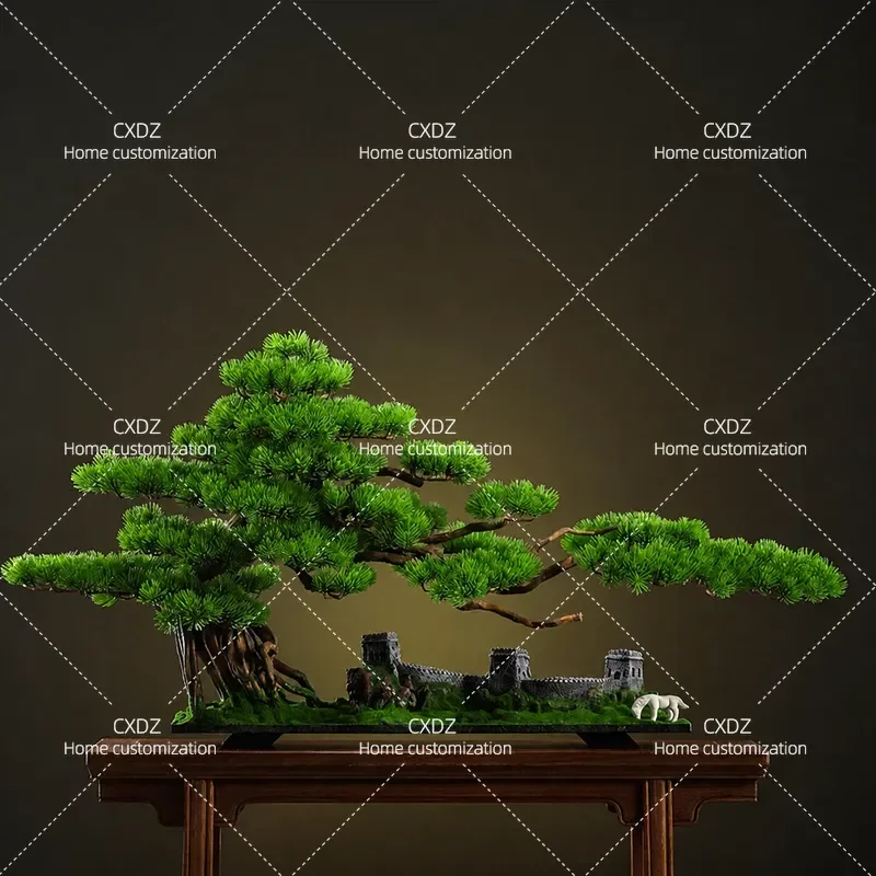 Simulated Welcome Pine Ornament Solid Wood New Chinese Style Porch Table Office Desktop Home Decoration Cliff Cypress Fake