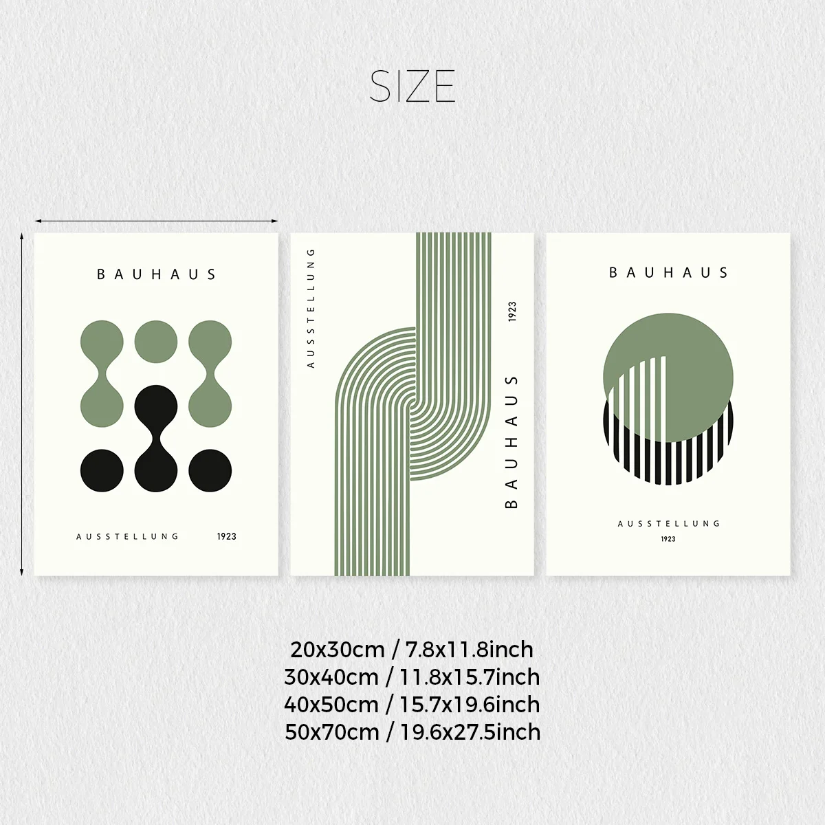 مجموعة من 3 طباعة فنية جدارية هندسية تجريدية من باوهاوس باللون الأخضر، ملصق معرض باوهاوس، ملصق حديث، معرض جدار الفن، مجموعة طباعة باوهاوس، هدية مثالية لغرفة النوم وممر غرفة المعيشة، ديكور الغرفة، ديكور المنزل، ديكور المكتب، بدون إطار #2