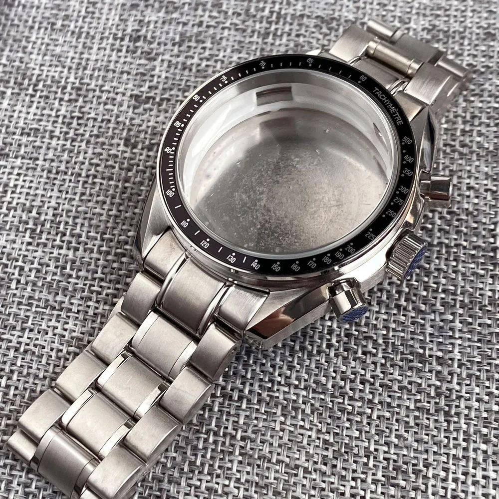 VK63 Chronograph Watch Case 40mm for VK64 Quartz Movement for SPEED MASTER Style Men Watch Stop Watch Case 316L Stainless Steel