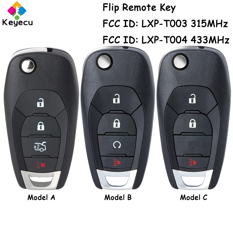 KEYECU Flip Remote Car Key With 3 4 Buttons 315MHz 433MHz ID46 Chip Fob for Chevrolet Trax Sonic Spark Cruze XL7 XL8 2016 - 2019