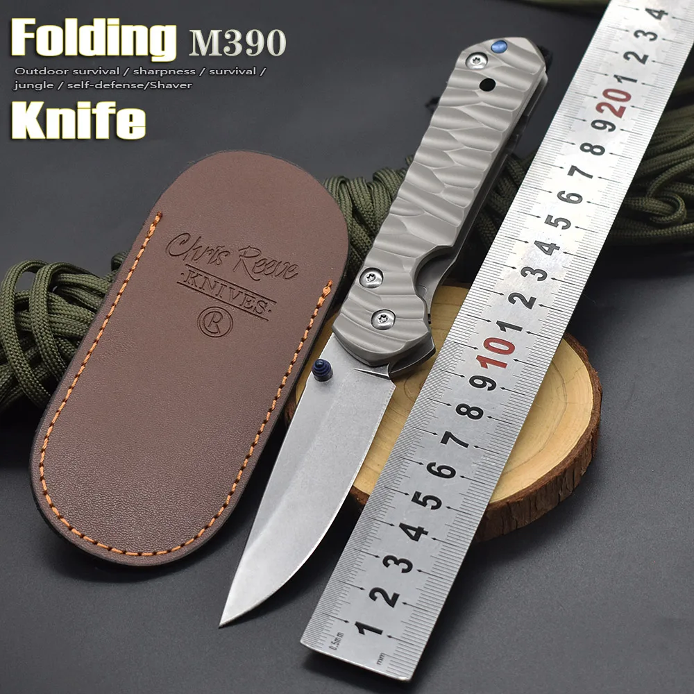 Ball Bearing Dolding Knife M390 Steel Titanium Handle Knife Outdoor Jungle Pocket Hunting Survival Camping Rescue Tool EDC