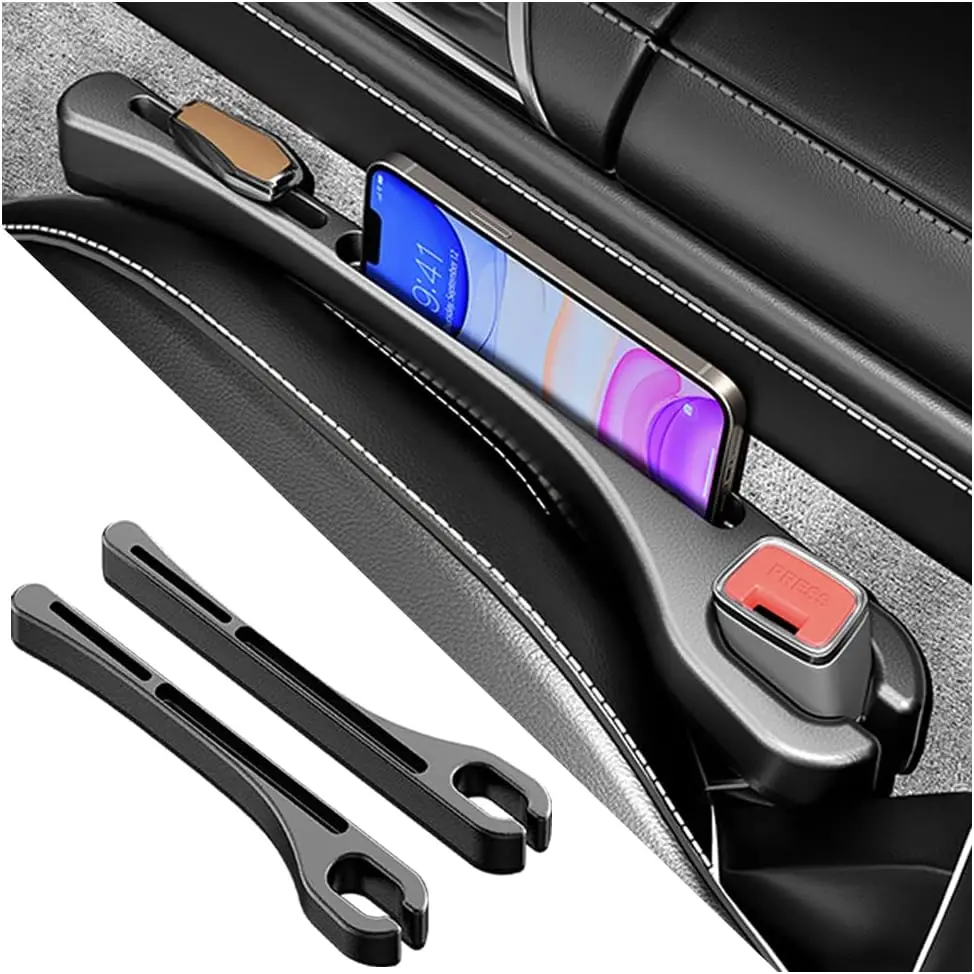 2PCS Car Seat Gap Filler Organizer with Phone Holder,Car Seat Gap Organizer for Prevent Falling, Car Side Seat Gap Filler