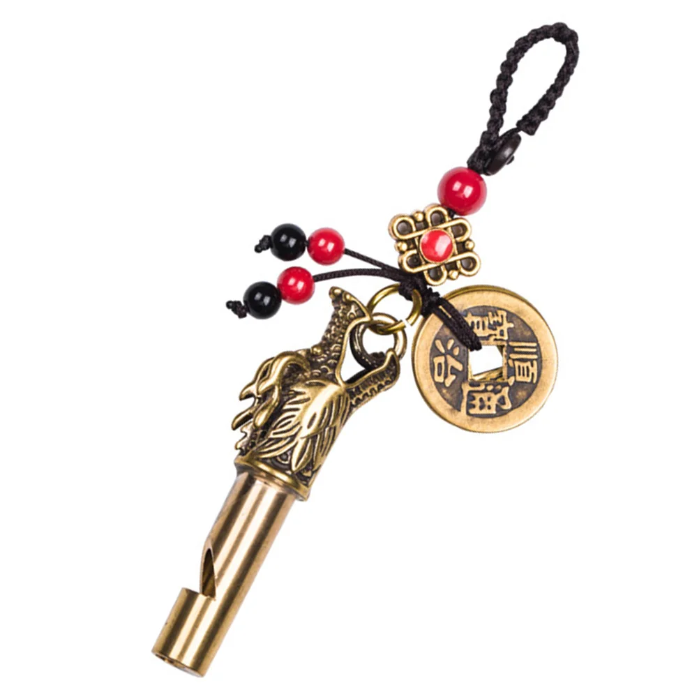 1Pcs Exquisite Pendant Whistle Premium Brass Retro Delicate Whistle Multi Functional Key Ring Pendant for Outdoor Emergency Use