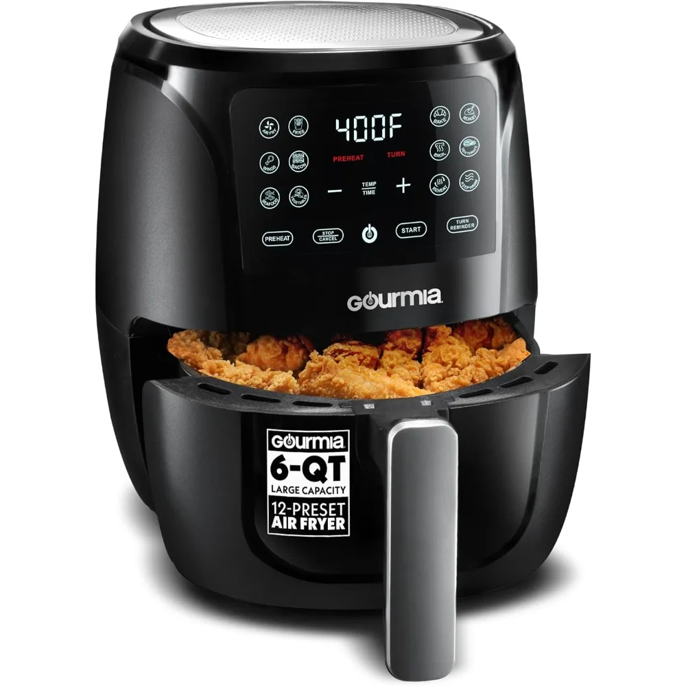 US Local Stock Air Fryer 6 Qt Large Capacity Digital Display with 12 Presets Roast Bake Broil Dehydrate Dishwasher Safe