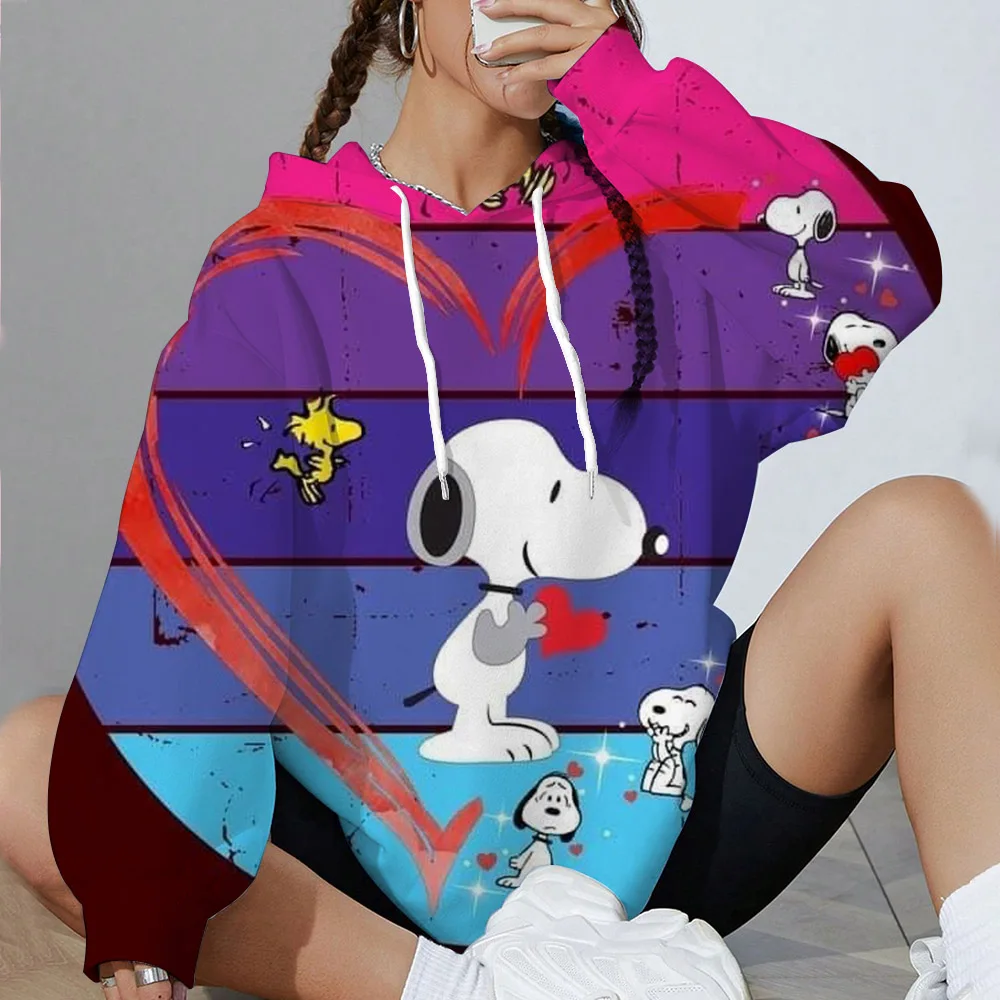 2026 سنوبي مطبوعة هوديي المرأة قميص رياضي شتوي الأساسية فضفاض هوديي ملابس جيب عادية