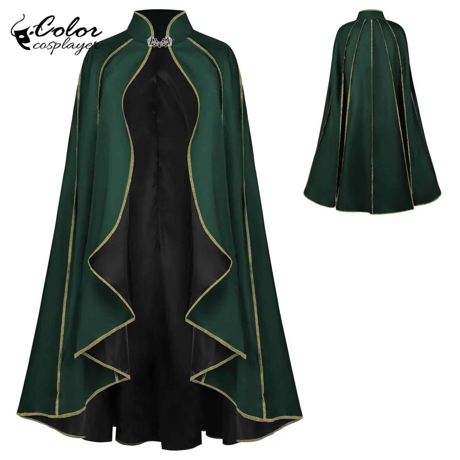 

Green Cloak Halloween Cosplay Costume Medieval Warrior Cloak Carnival Wizard Outfit Festival Adult Vintage European Clothing