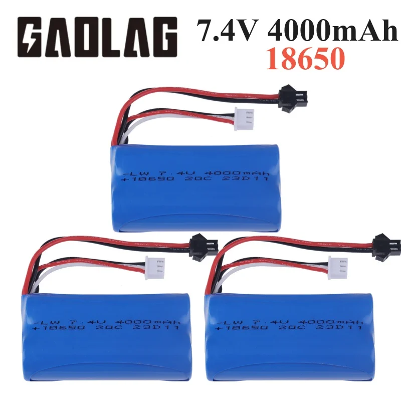 

4.0Ah With SM Plug 7.4V 18650 Battery for WPL MN99S D90 U12A S033g Q1 H101 H103 Rc Boats Cars Tanks Parts 2s 7.4v Lipo Battery