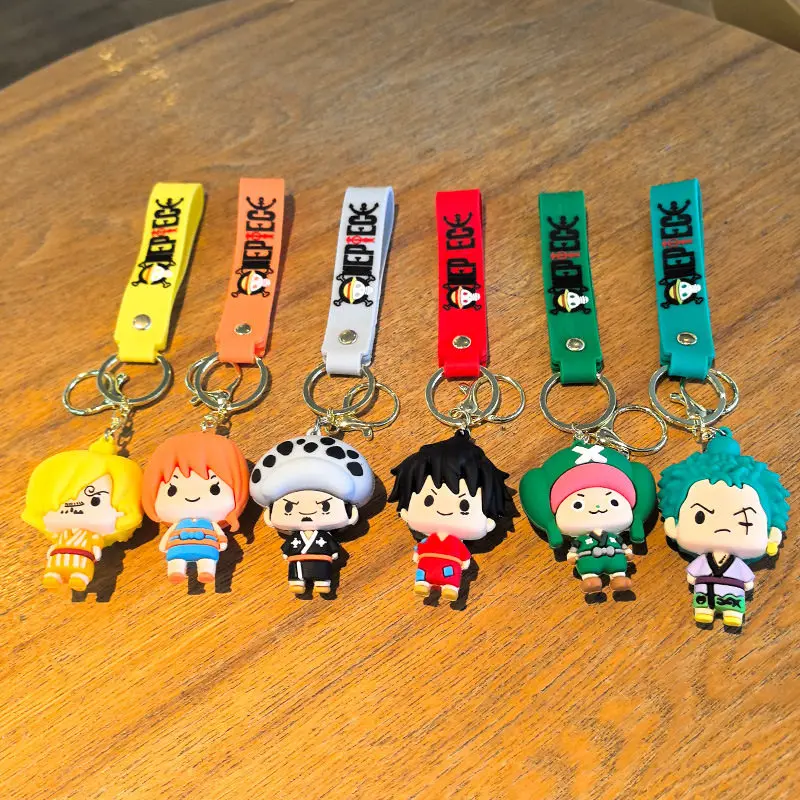 1 ud. Llavero de silicona 3D de One Piece Edición Q del País de Wano, set de Luffy, Joe, Barcelona, Buthorpe, personaje de anime, colgante para bolso