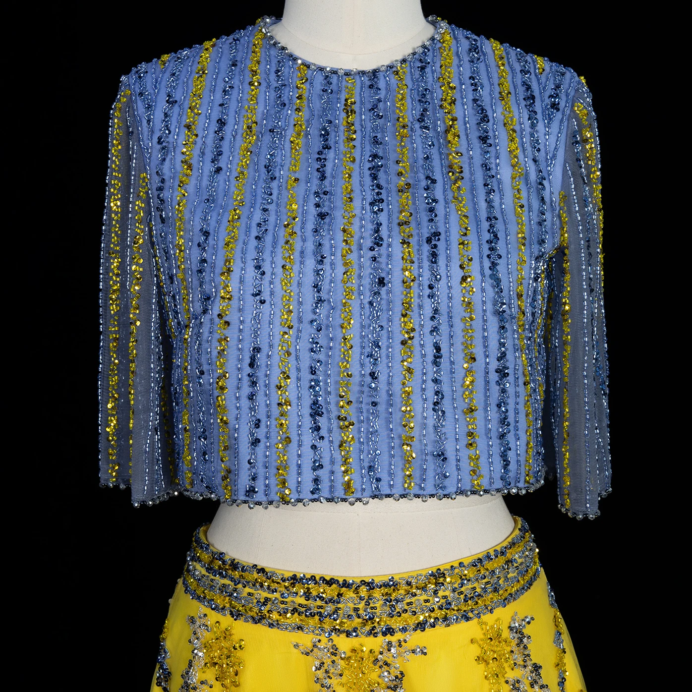 Sharon Said Luxuriöse Dubai Blau-Gelbe 2-teilige Abendkleider für Hochzeitsfeier Elegantes Arabisches Formelles Ballkleid SS490 Maßanfertigung – Detail 6