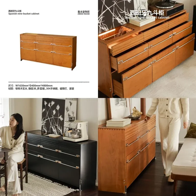 French Retro Solid Wood Sideboard Antique Dining Storage Cabinet Modern ...