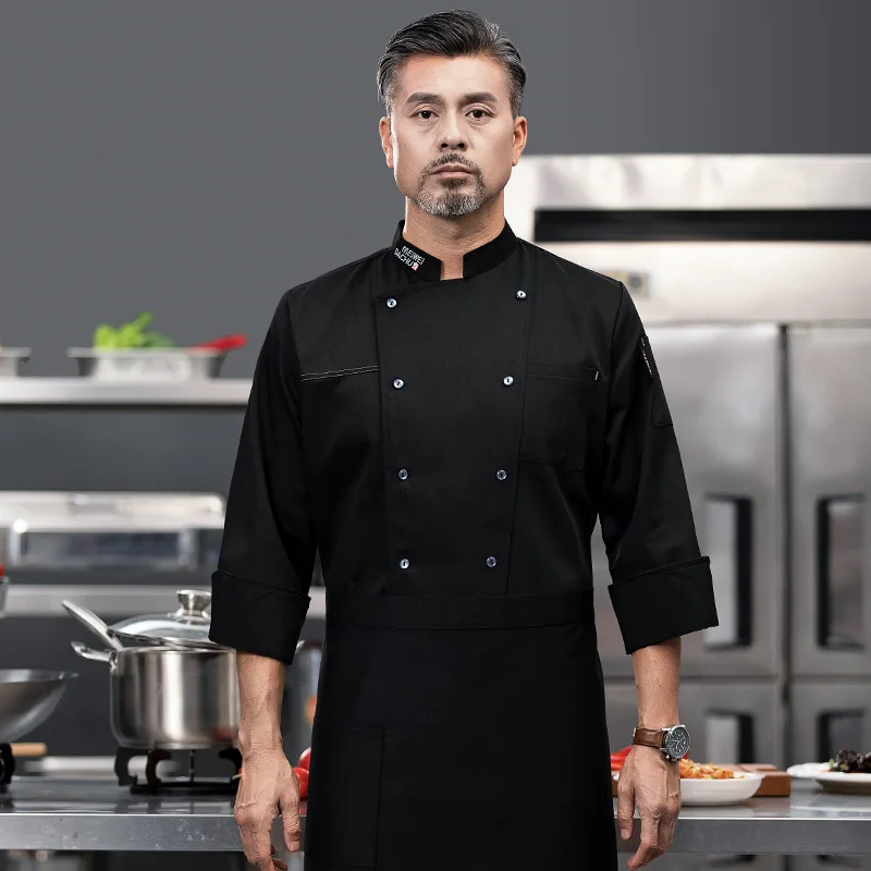 Ropa de trabajo para Chef, manga larga, Otoño Invierno, restaurante, cocina, cocina occidental, Catering, cantimplora, hornear pasteles, pan, ropa