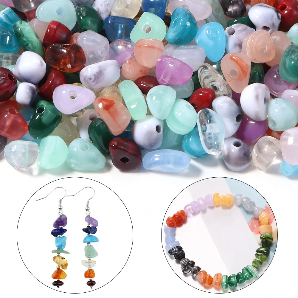 165 Stück 5~8mm Imitations-Naturstein Unregelmäßige Acrylperlen Abstandsperlen für Schmuckherstellung DIY Halsketten Armbänder Zubehör – Detail 1