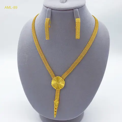 Dubai 24K Gold Plated Necklace Earrings Jewelry Set For Women Nigeria Indian African Bridal Wedding Party Gifts Jewellery