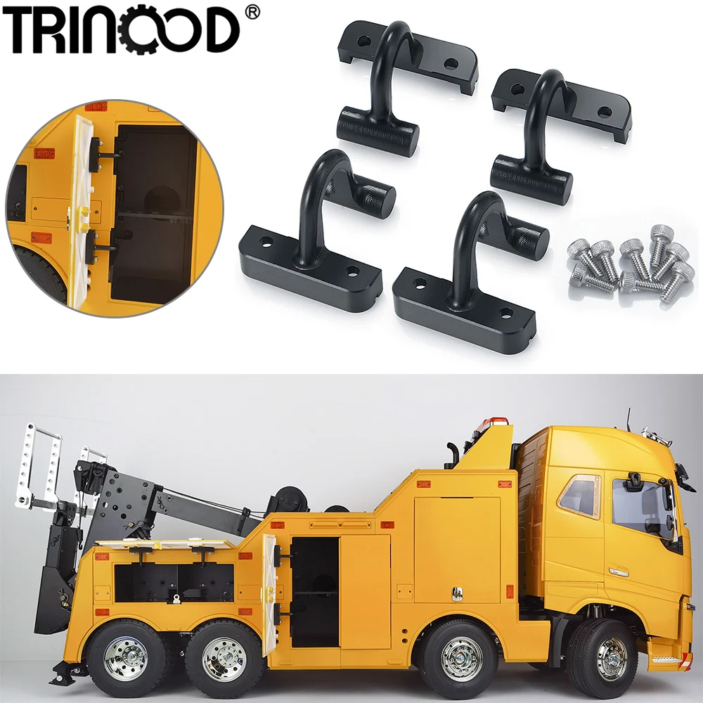 TRINOOD Metal Hinge RC Trailer Cargo Box Hinge for Tamiya 1/14 FH16 GLOBETROTTER 8X4 Tow Truck Heavy Rescue Upgrade Parts