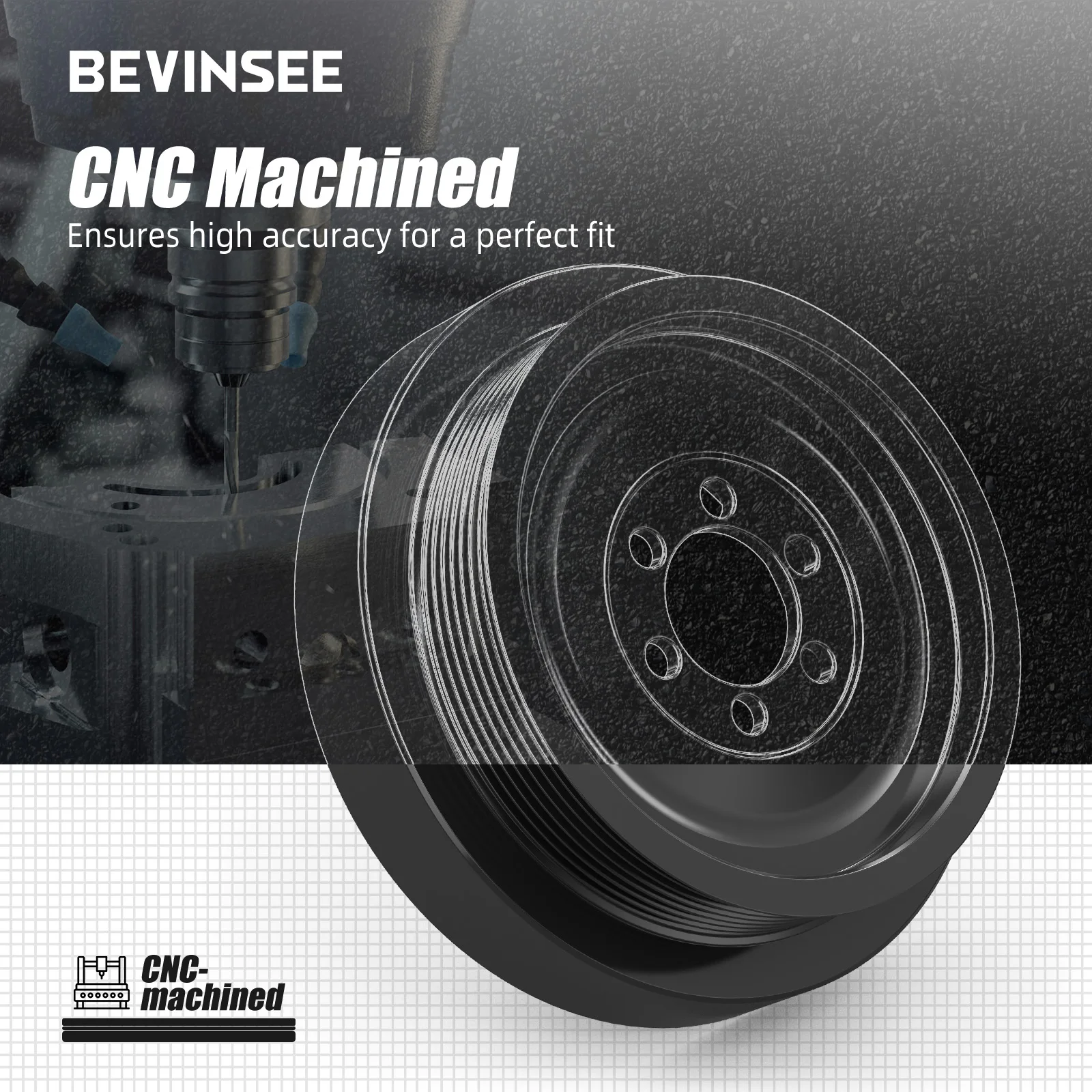 BEVINSEE N54 Engine Billet Aluminium Crank Pulley for BMW E90 E91 E92 E93 335i for BMW E82 E87 135i 1M, Replace for 11227558083