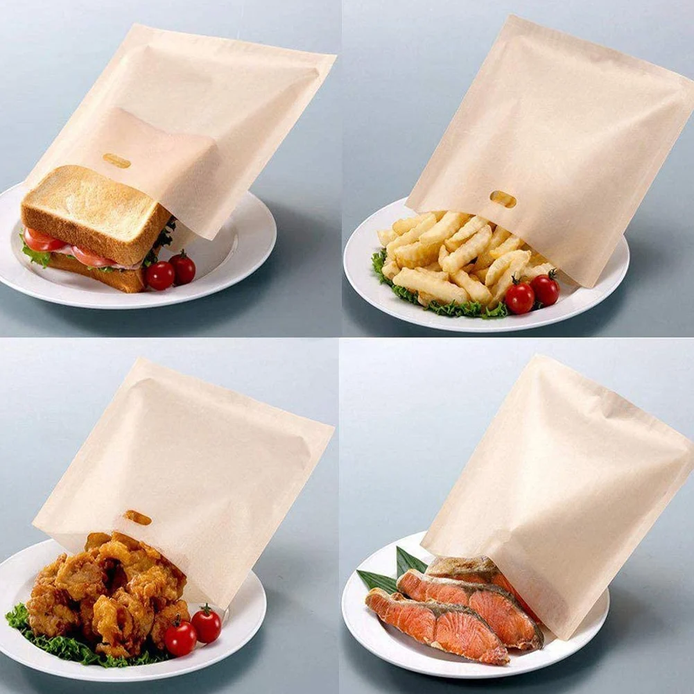 SEWS-10 Pcs Toaster Bags, Non Stick Toaster Storage Bags Reusable Snacks Bags For Microwave Grill Toaster
