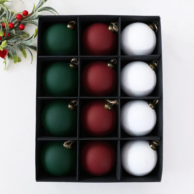 12/16pcs 6/8cm Sand Christmas Ball Ornaments Light Luxury Christmas Tree Party Decoration New Christmas Spheres Pendant Set