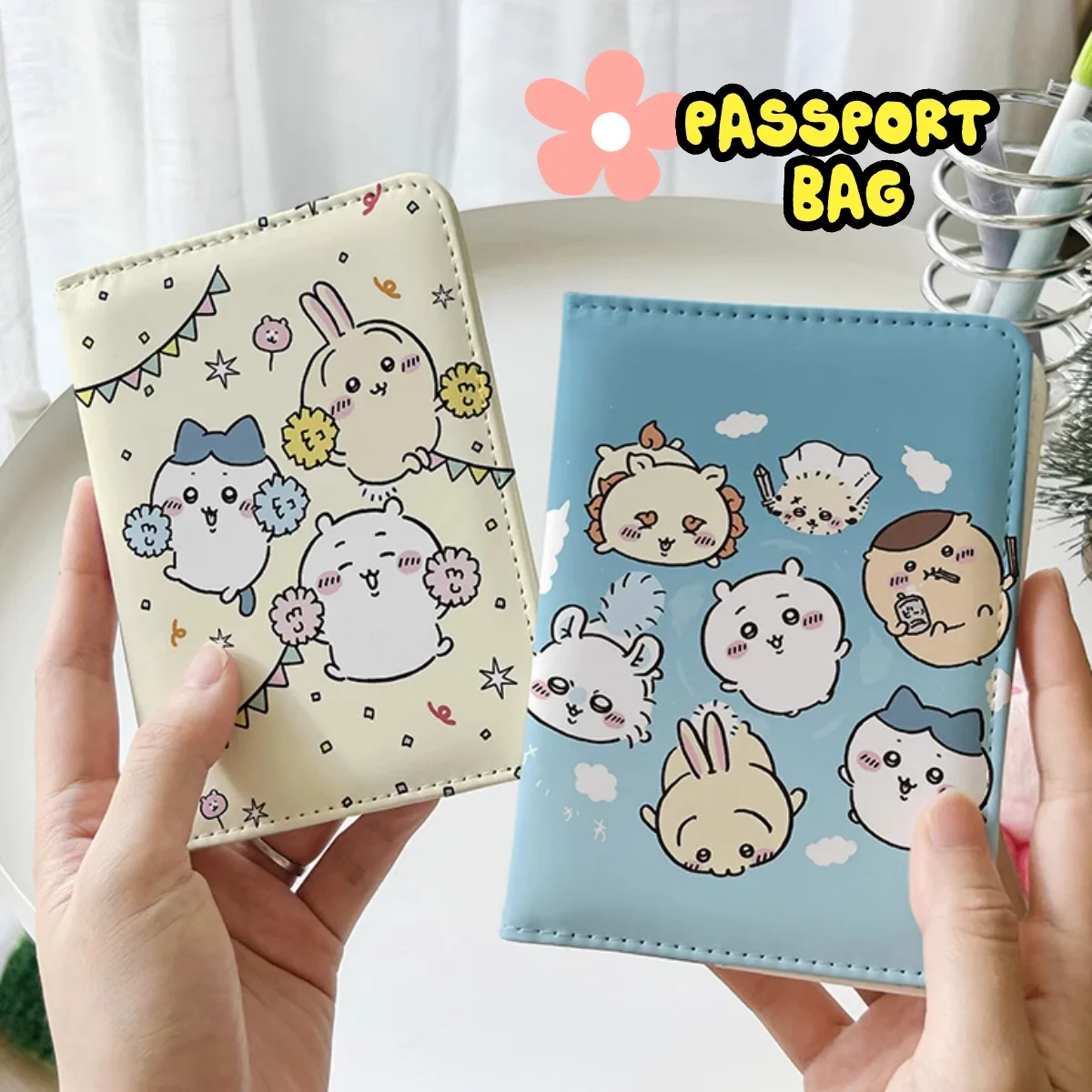 

chiikawa cute sweet passport clip ID protective cover multifunctional card bag portable storage for travel abroad women's pu