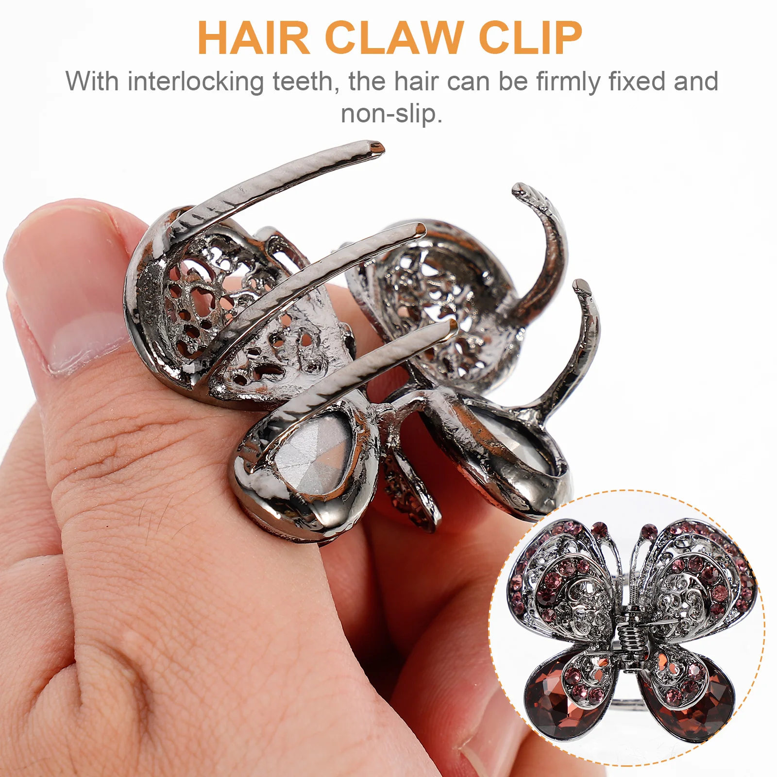 

2 Pcs Vintage Headgear Claw Clips Rhinestone Hair Clamp Elegant Zinc Alloy Unique Women's