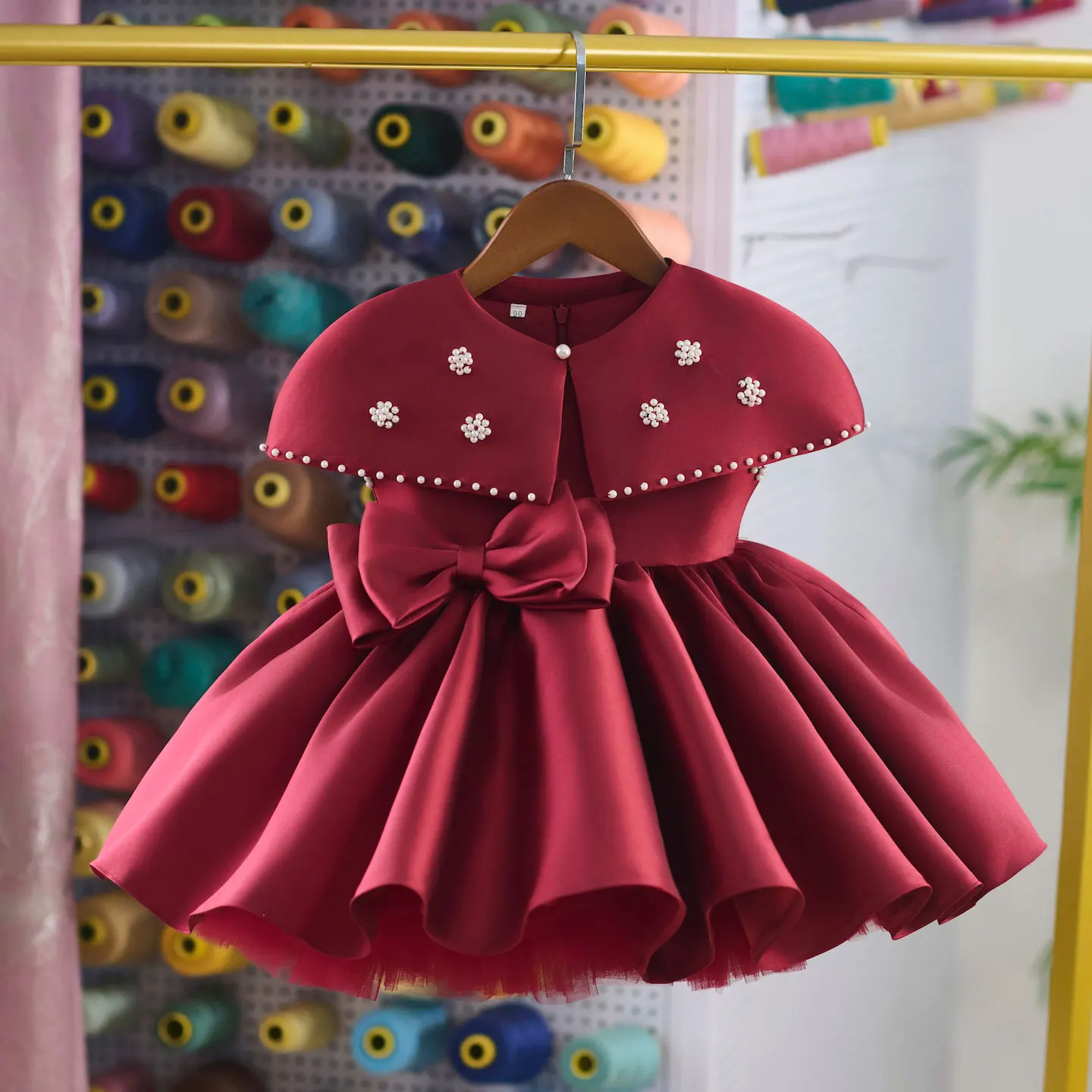 Dreamy Vow D252 Flower Girl Dress with Bolero Jacket Pearl Neckline Big Bow Short Sleeve Kids Wedding Party Dress Girls Formal