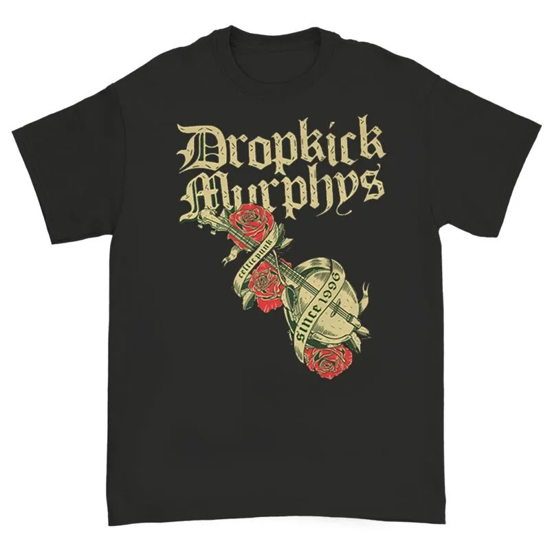 Dropkick Murphys Banjo & Roses T-shirt Vintage Tattoo Punk Print Casual Cotton Tee Unisex Streetwear Black Top