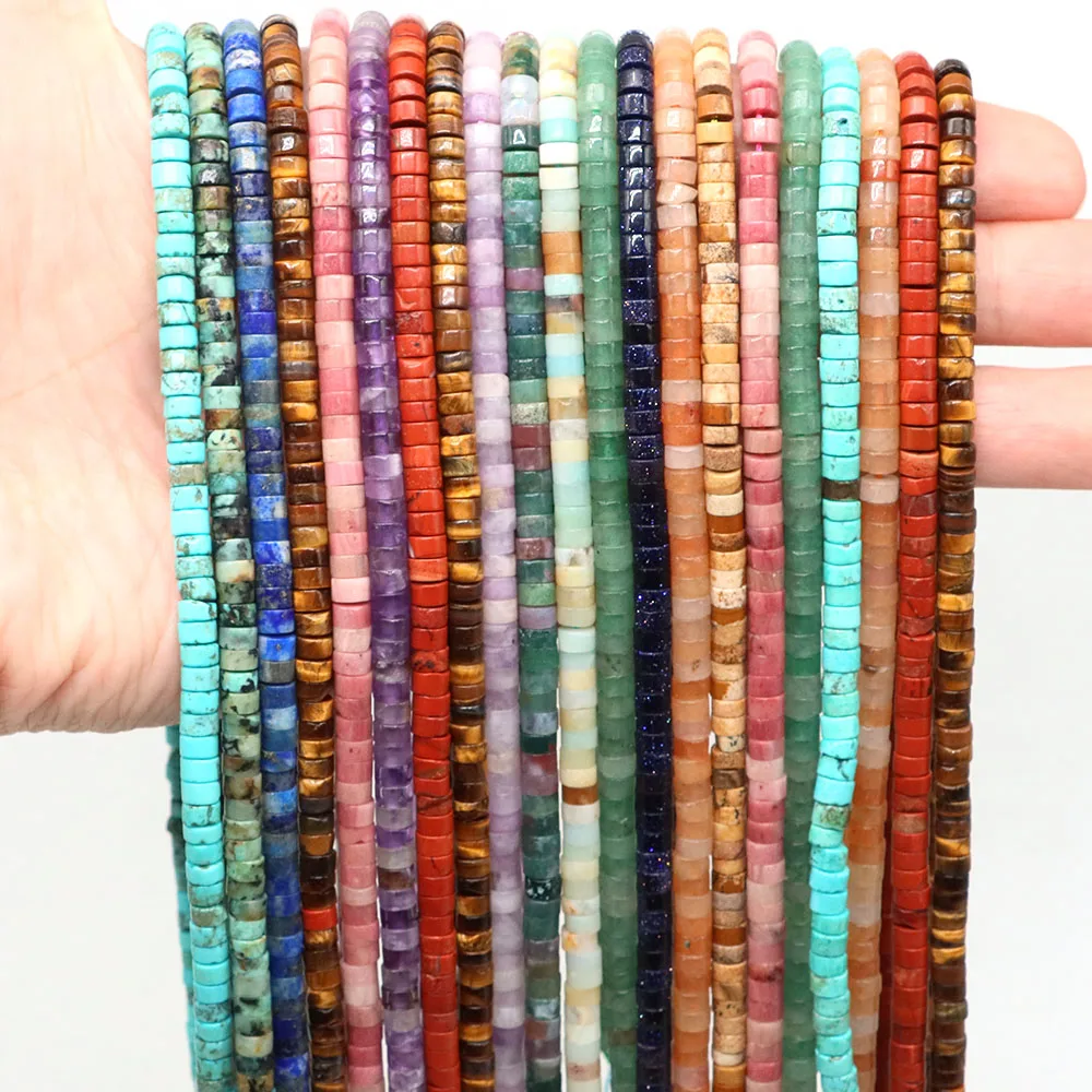 4x2mm Flat Round Natural Stone Beads Tiger Eye Agates Quartzs Rondelle Bead for Jewelry Making DIY Earring Bracelet Necklace