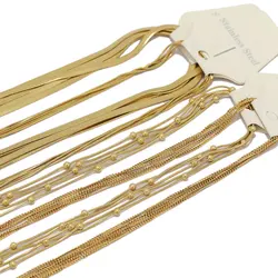 5pcs 40+5cm Gold Color Stainless Steel Snake Chains Necklaces Adjustable Sweater Chain Chokers DIY Jewelry Gifts Accessories