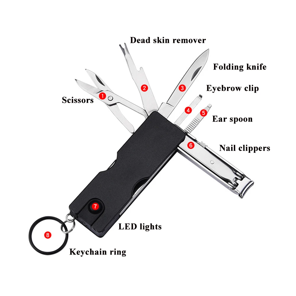 Mini Keychain Folding Knife Outdoor Camping Survival Gear Multifunctional Pocket Knife Nail Clipper Scissors EDC Multitool